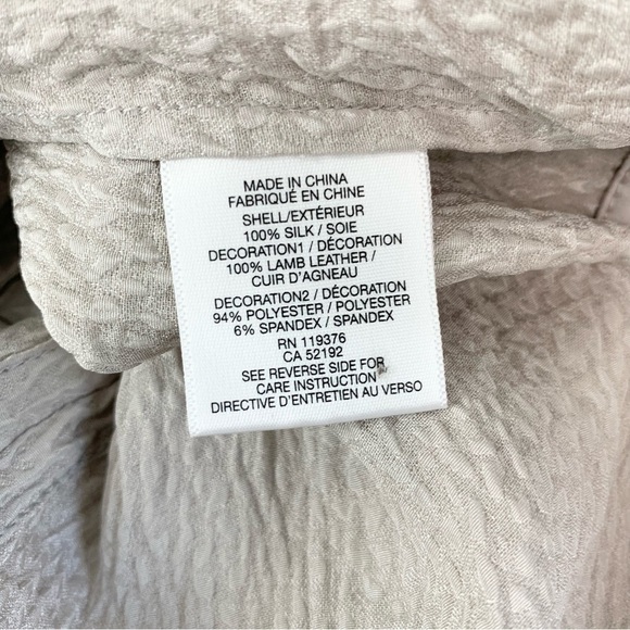 Helmut Lang Textured Silk High-Low Top with Leather Trim  size P - Picture 10 of 10